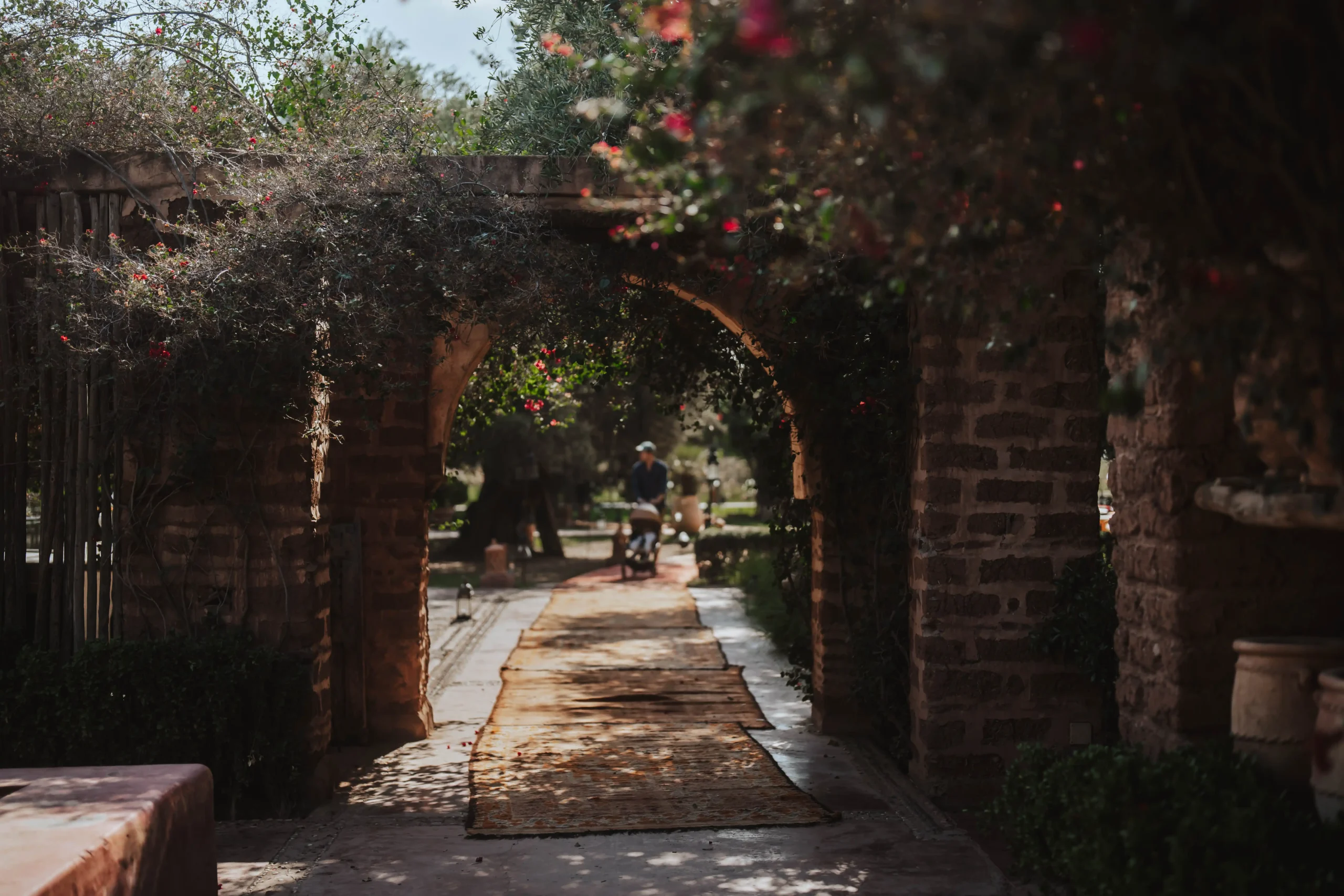 Moroccan wedding venue pathway in Marrakech