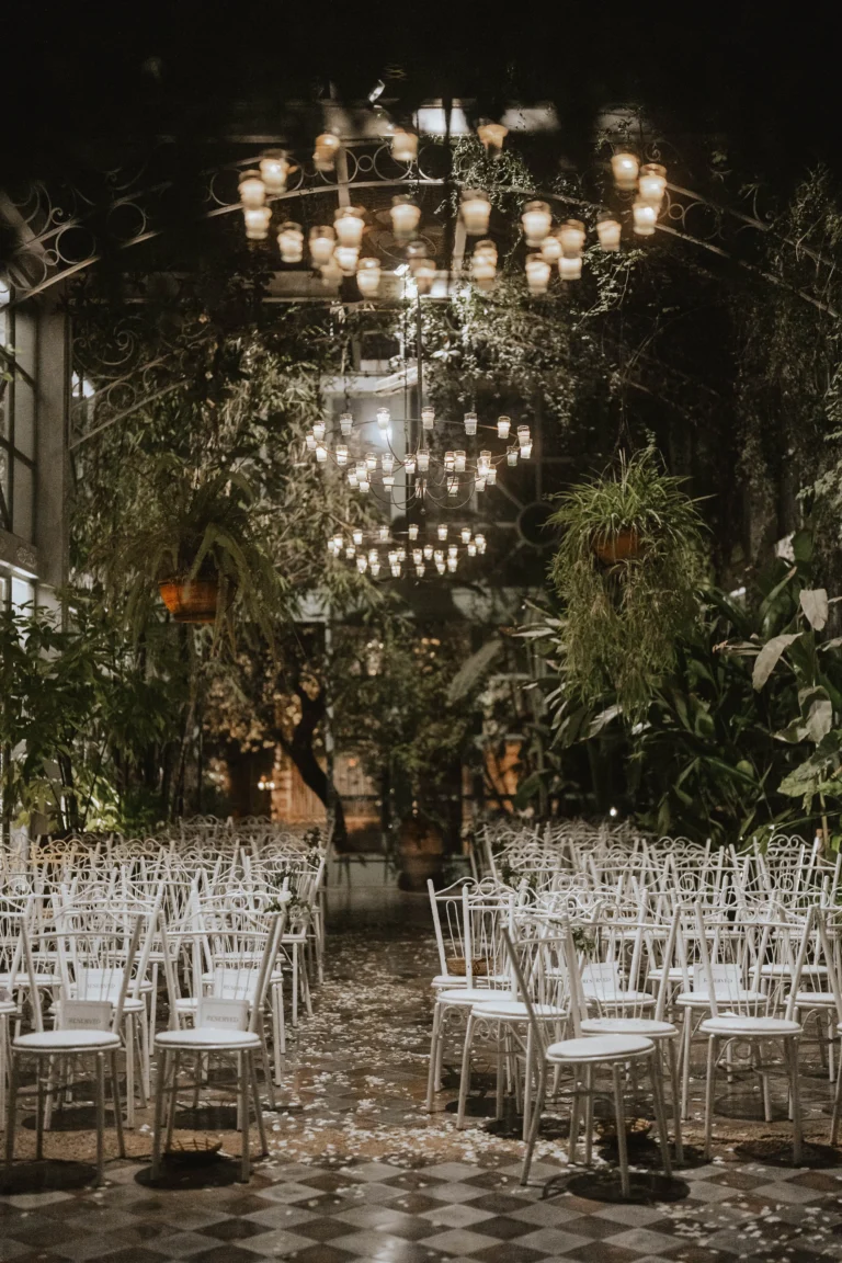 Elegant glasshouse wedding venue in Marrakech.