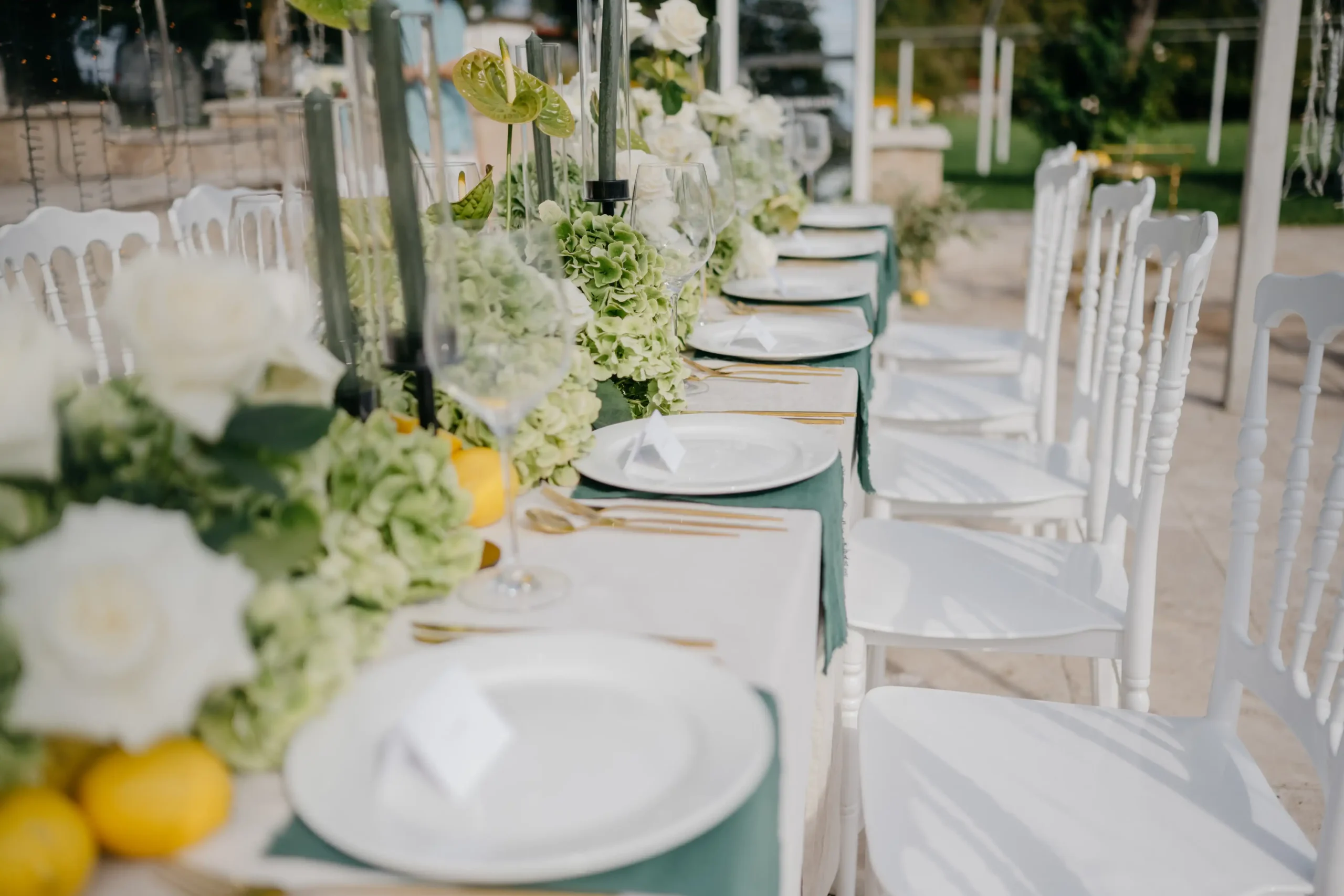 Mint green wedding table setting by Stefania.