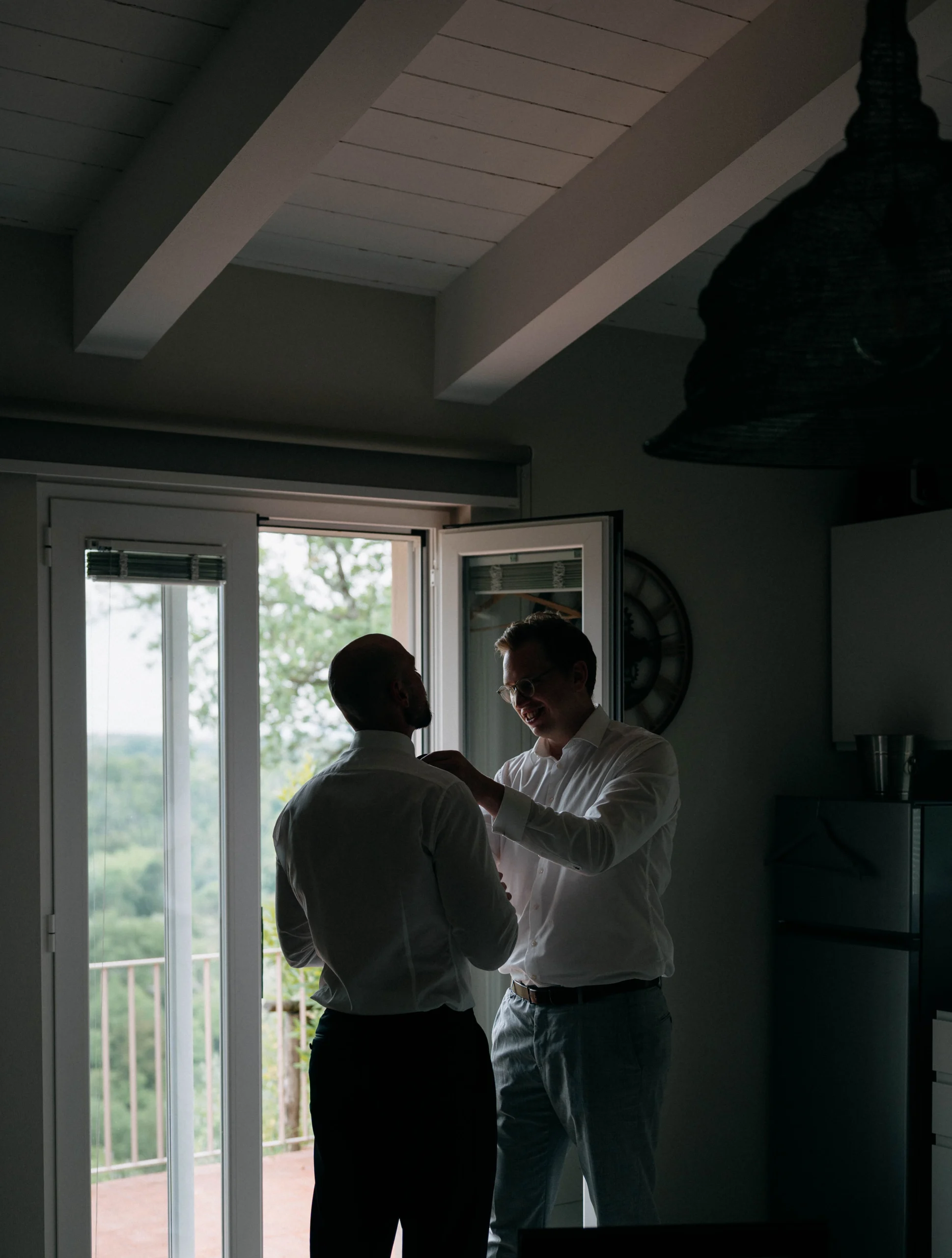 room’s final preparations with natural light – Tuscany wedding morning moment