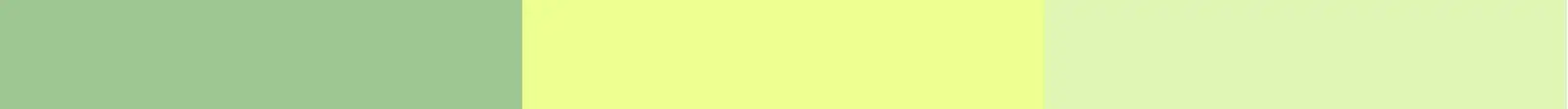 Green color palette swatch with hex codes DFF90, 9EC691, and DFF5B5