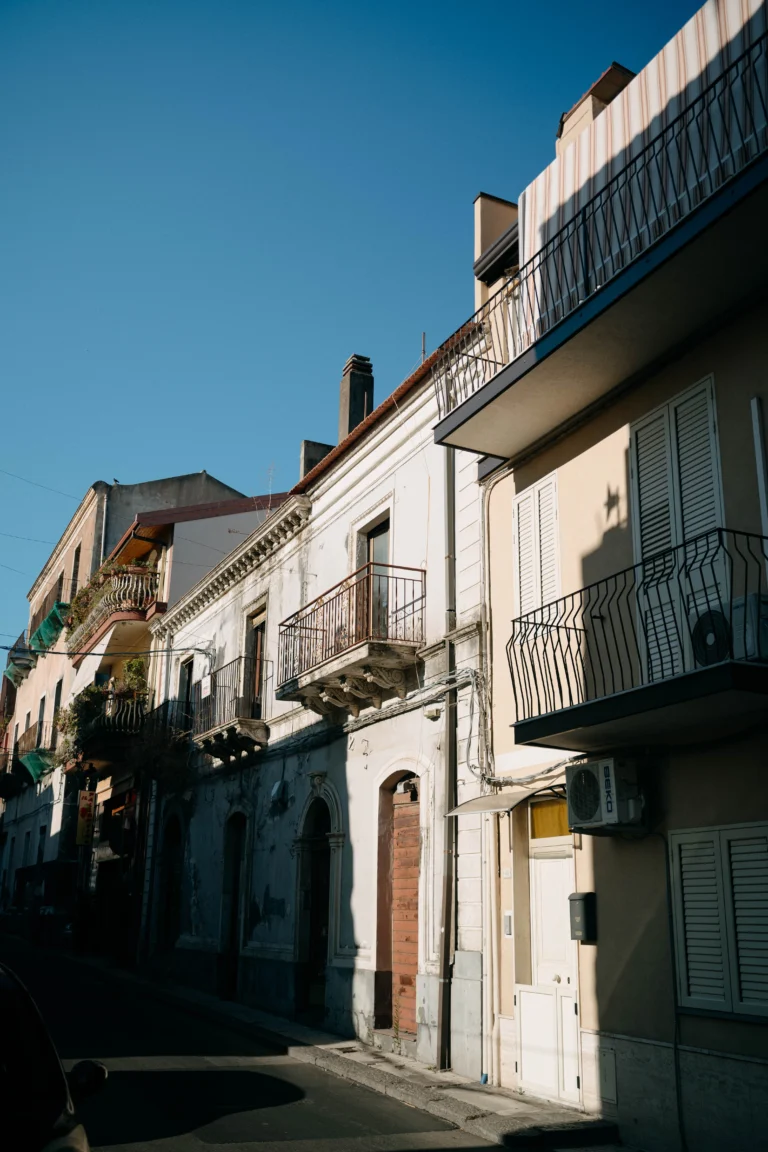 Traditional Sicilian town with historic balconies