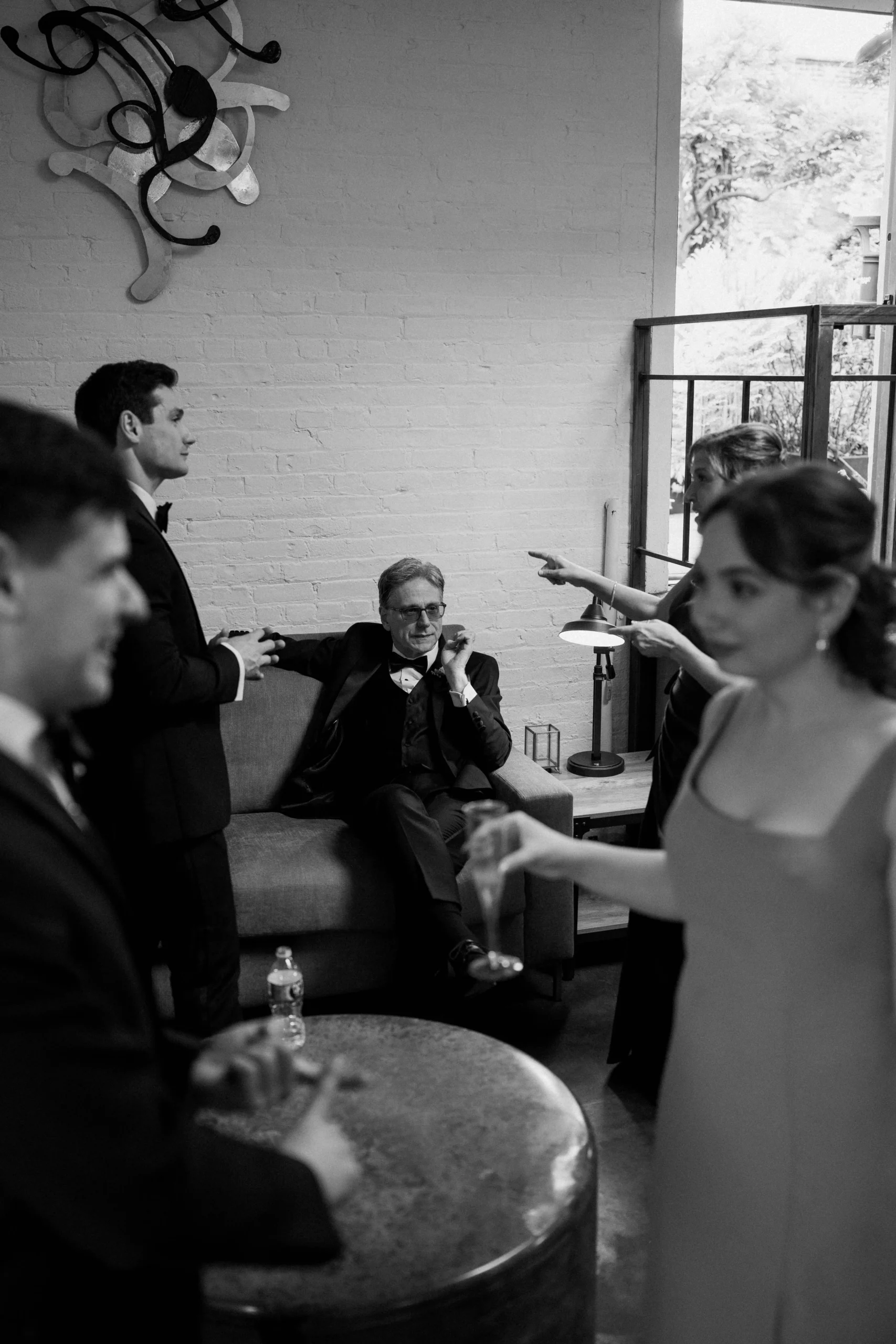 Groom with guests before The Foundry NYC wedding