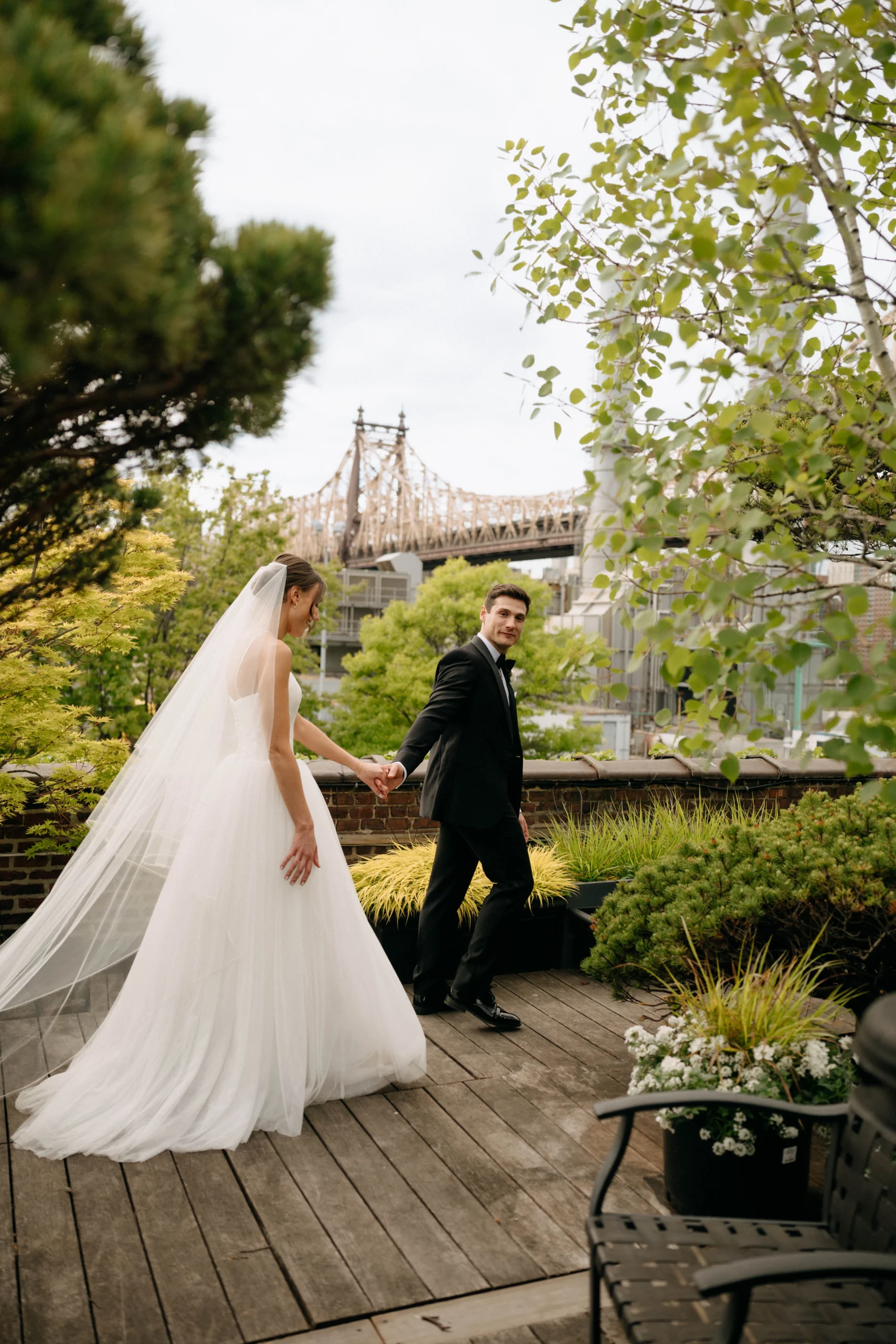 Luxery Destination Wedding Catie and Ben walking at The Foundry NYC wedding