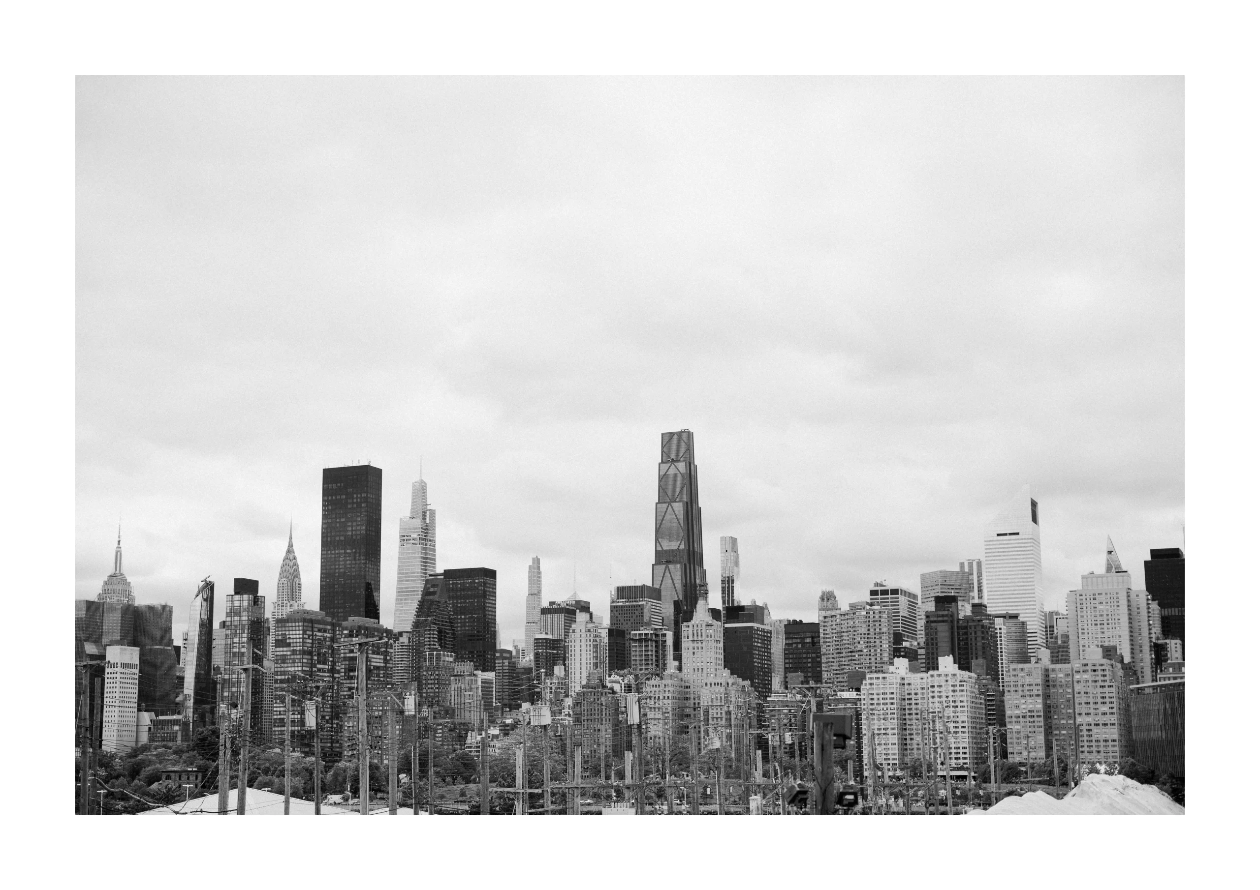 New York fine art print of the Manhattan skyline in black and white