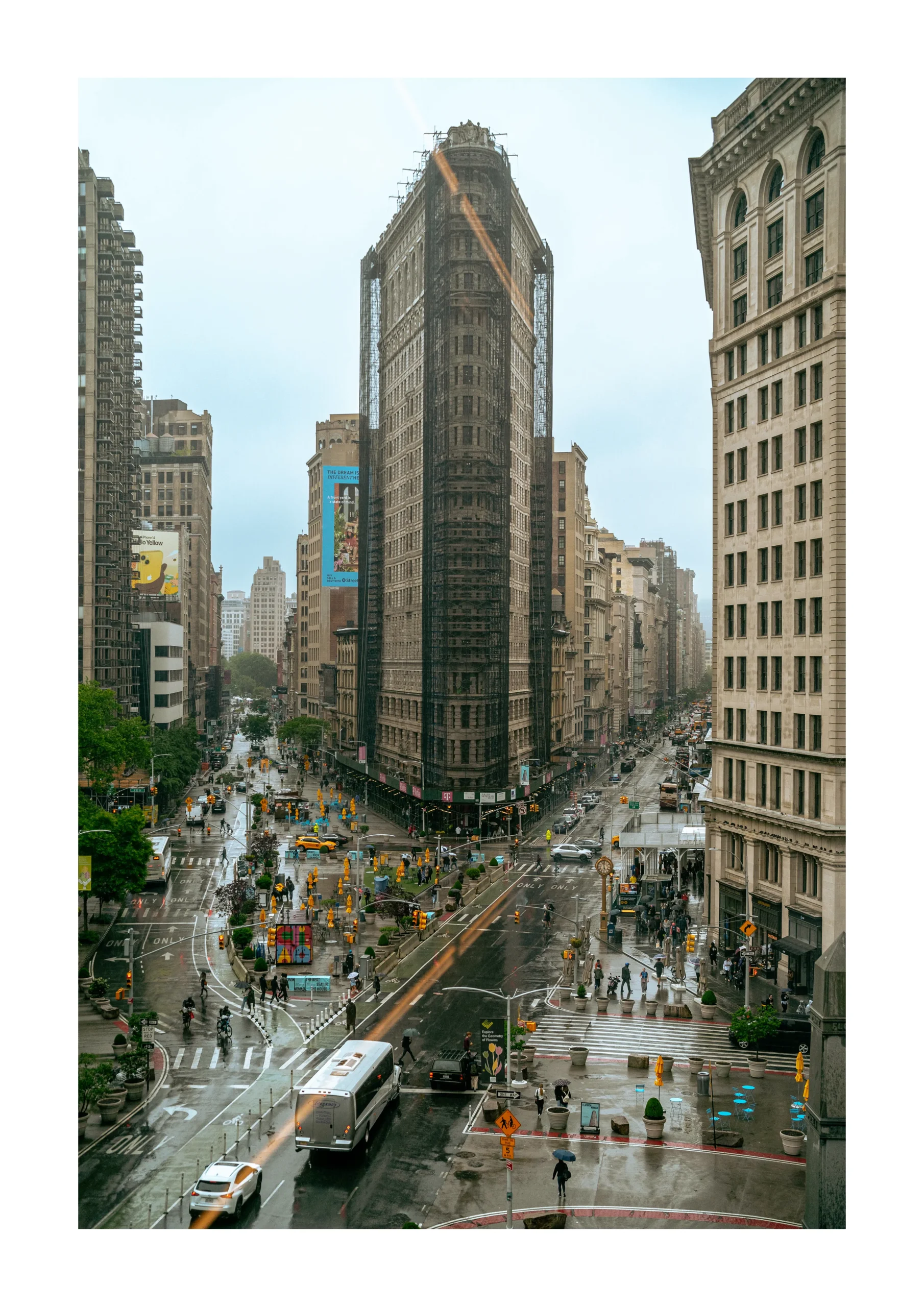 New York fine art print of a rainy city intersection on 35mm Kodak 400 film