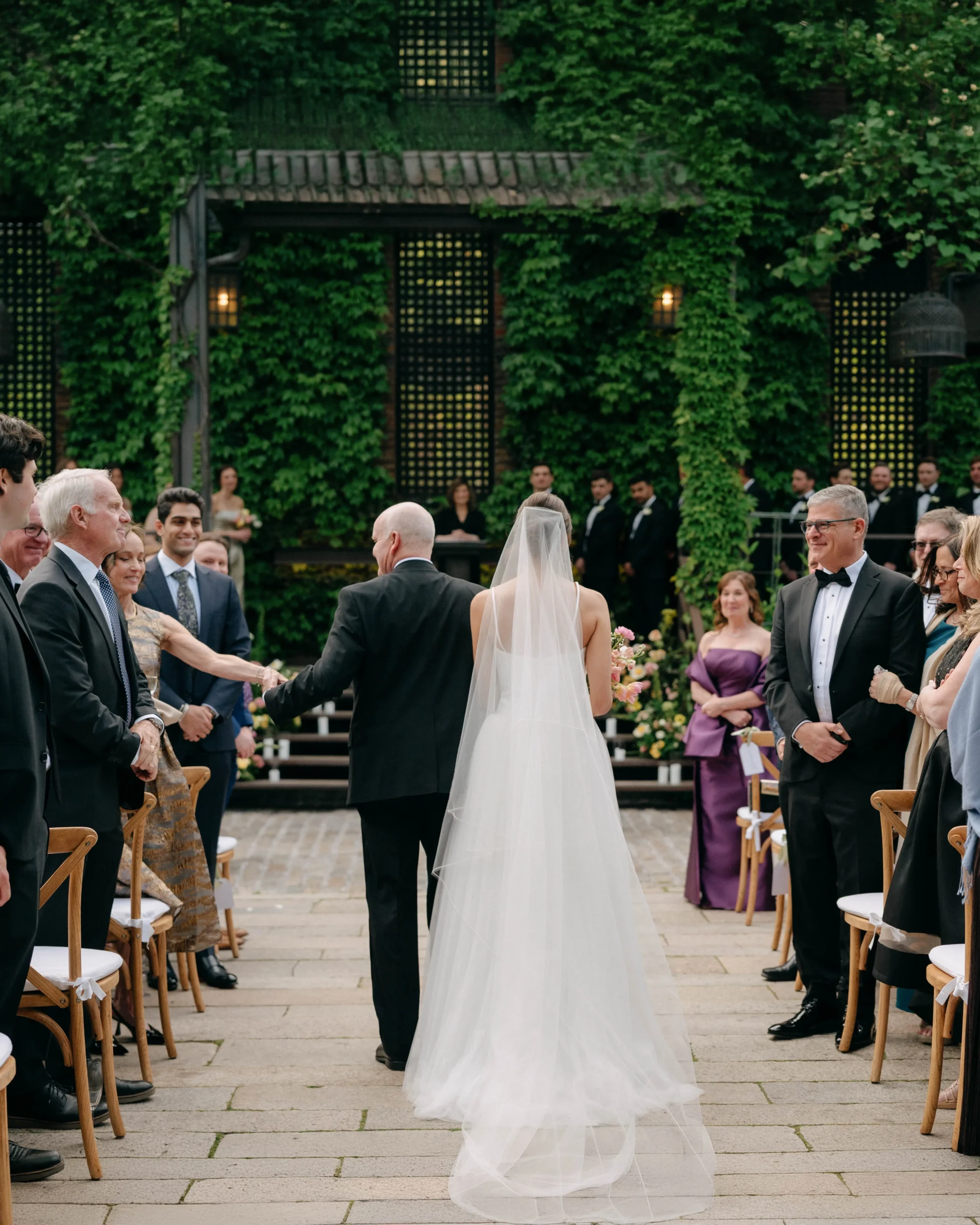 Bride entering The Foundry NYC wedding ceremony