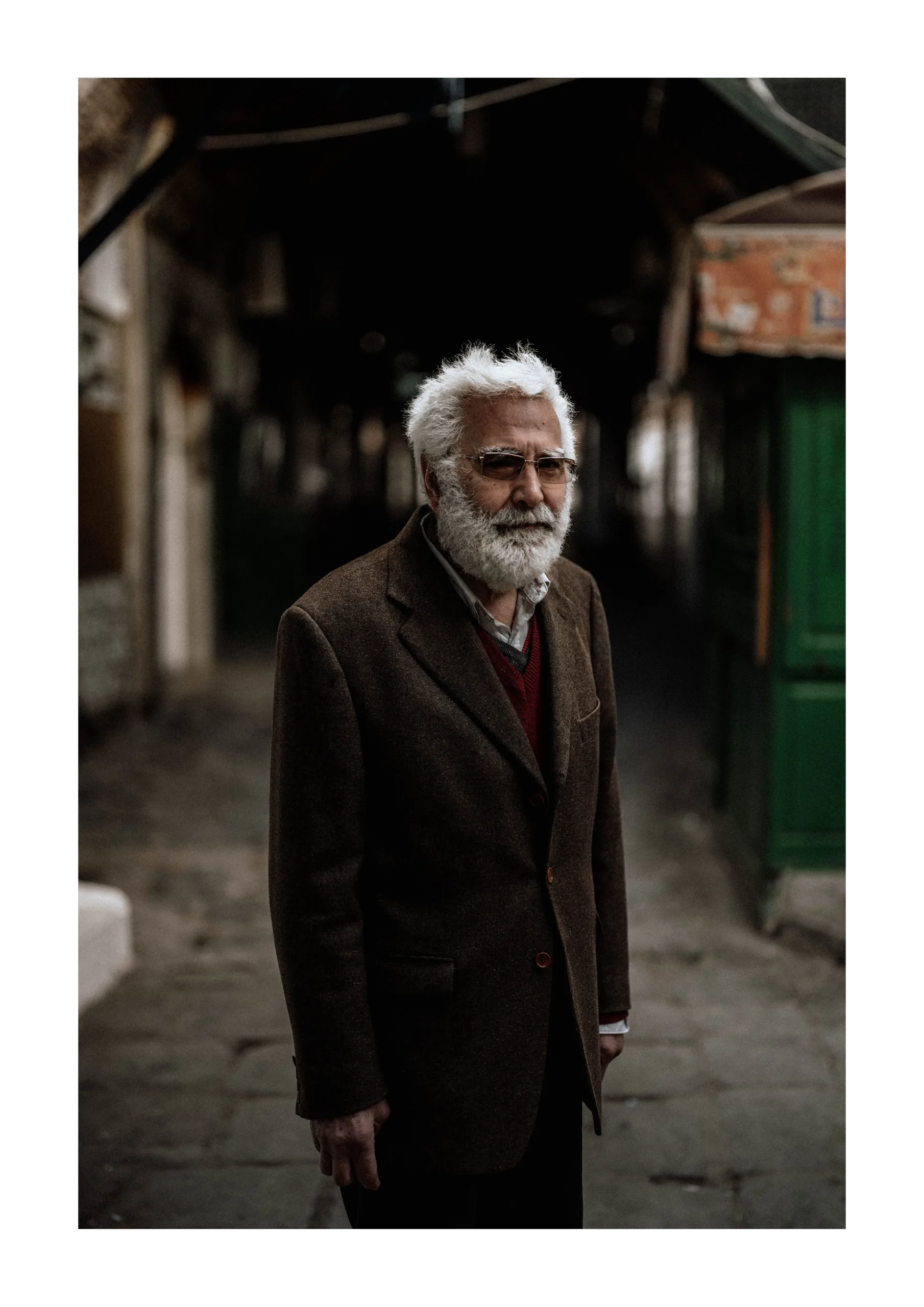 Marrakech fine art print of an elderly man in a quiet street