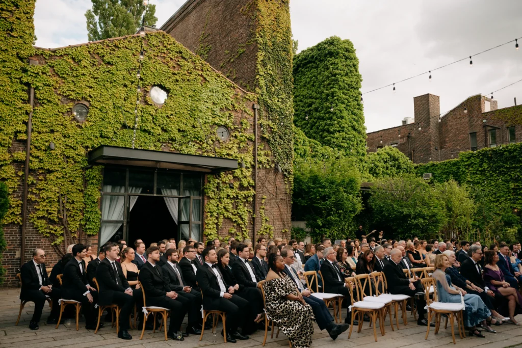 Wedding guests seated at The Foundry NYC ceremony